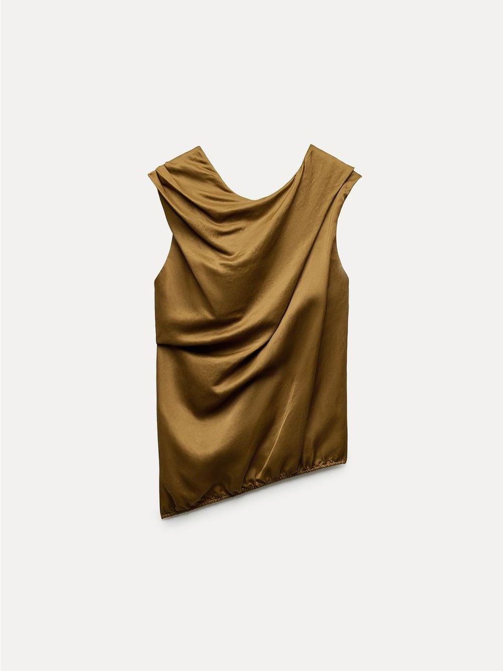 352. Zara Satin Sleeveless Top in Golden Brown - Picture 5 of 11
